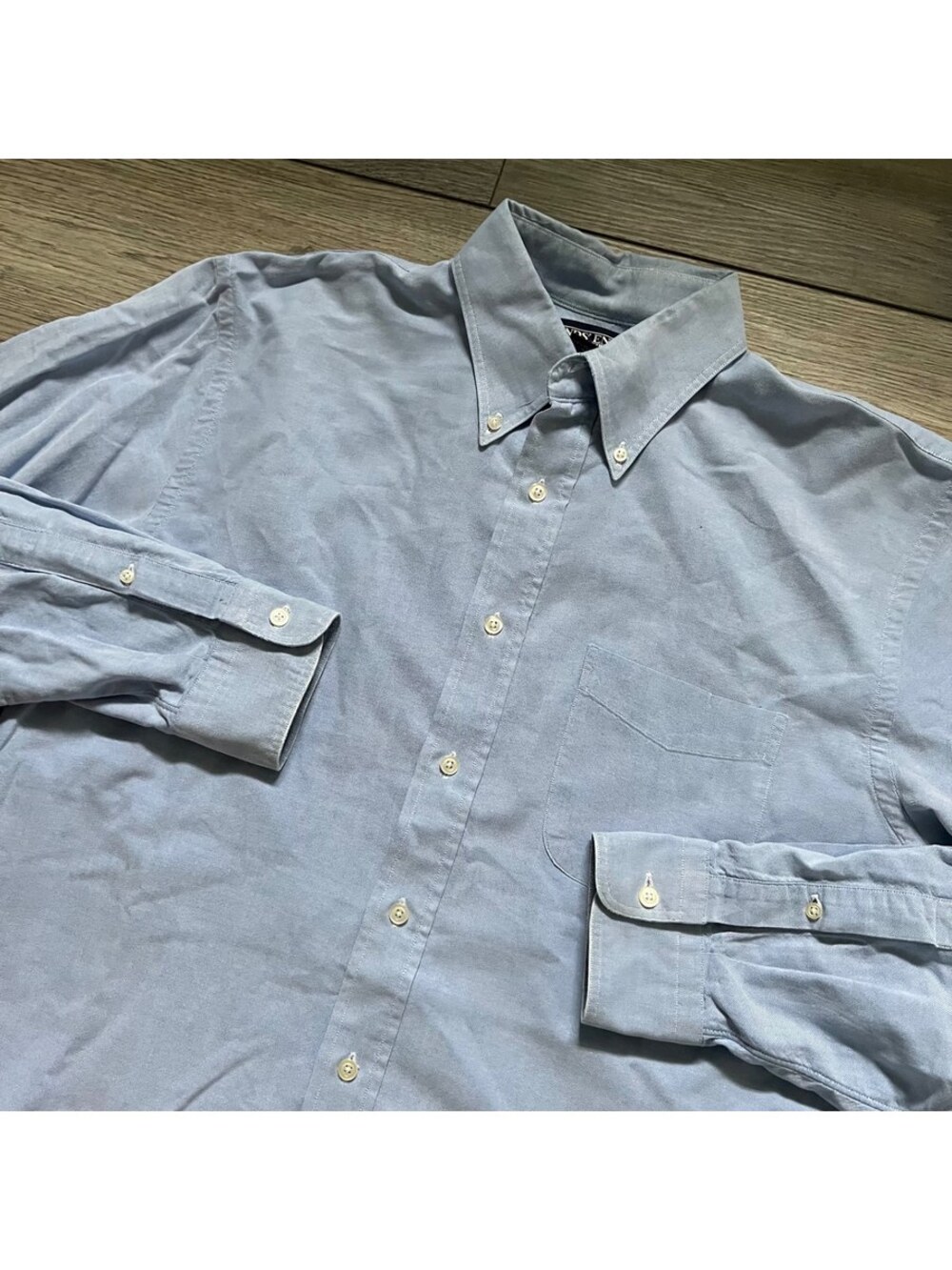 Vintage Lands' End Men's 15.5-35 Oxford Button Down Shirt Light Blue Long Sleeve
